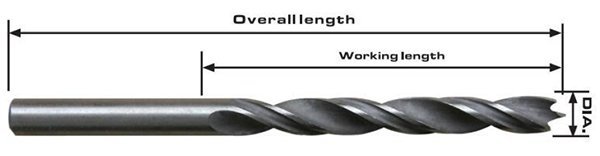 Rolled forged brad point wood working drill bit black finish with polished edge 1