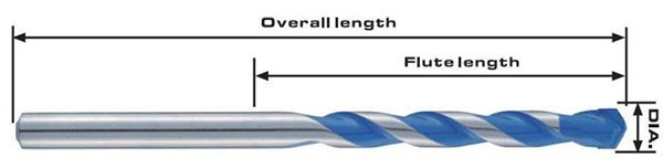 DIN8039 milled masonry drill bit with blue and white surface 1