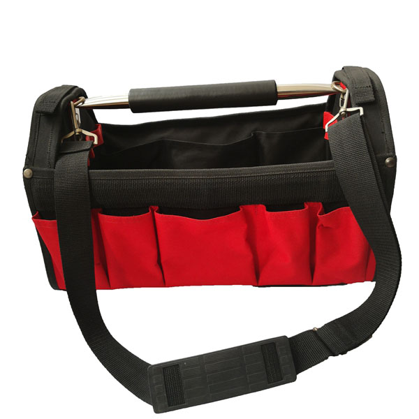 Shoulder tool bag of professional 12 pockets garden/electrician tool bag with metal handle 