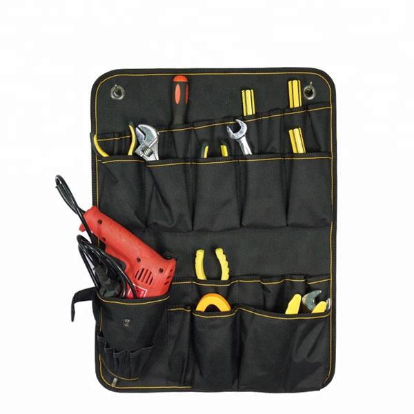 Logo custom polyester flat foldable practical wall tool roll  bag 