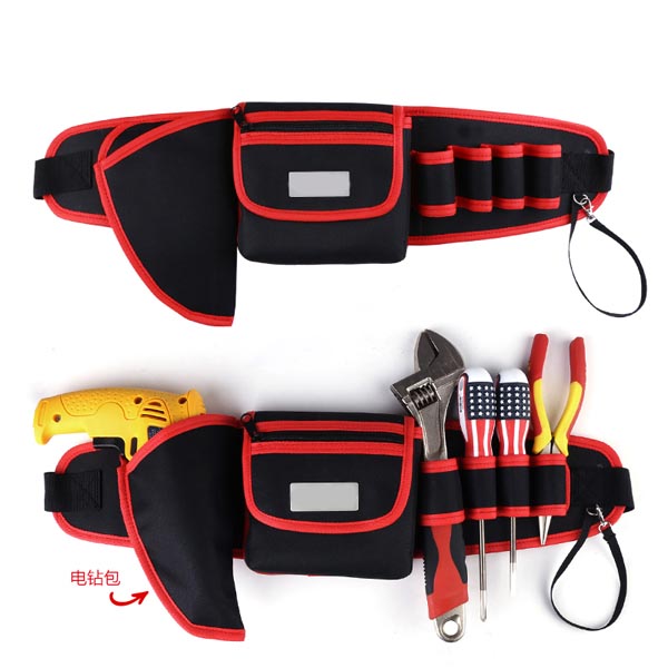 Small Durable Maintenance and Electrician Tool belt assembly with Pockets for Tools Flashlight Keys 