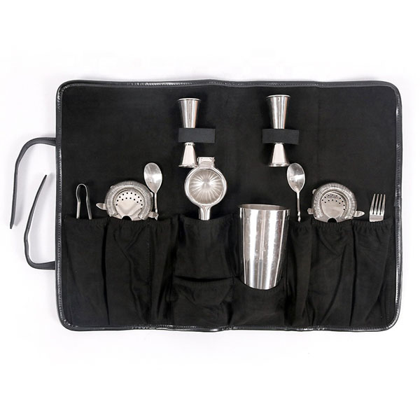 Custom canvas Cocktail Bartender Kit roll up tool roll bag tool bag