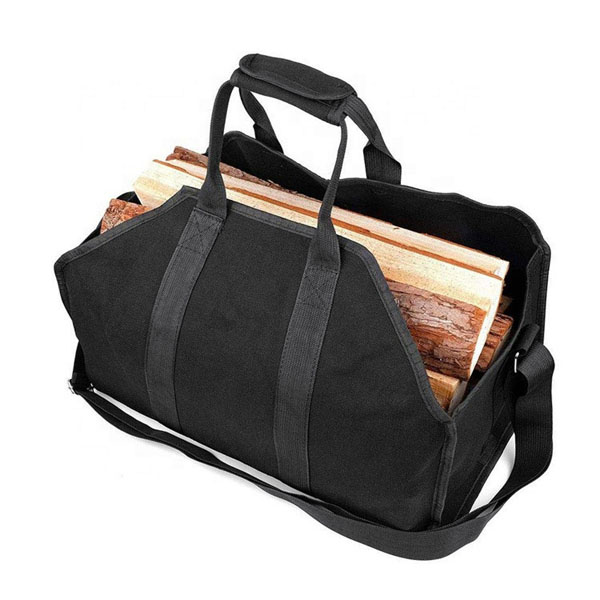 Adjustable shoulder strap Reinforced handles Outdoor firewood carrier Bags 